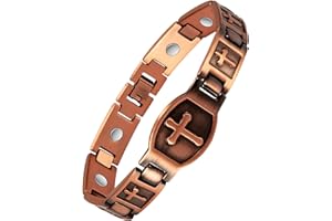 EnerMagiX Copper Bracelets for Men, 8.66inch Pure Copper Cross Magnetic Bracelet Jewelry, with 3500 Gauss Magnet（0048）