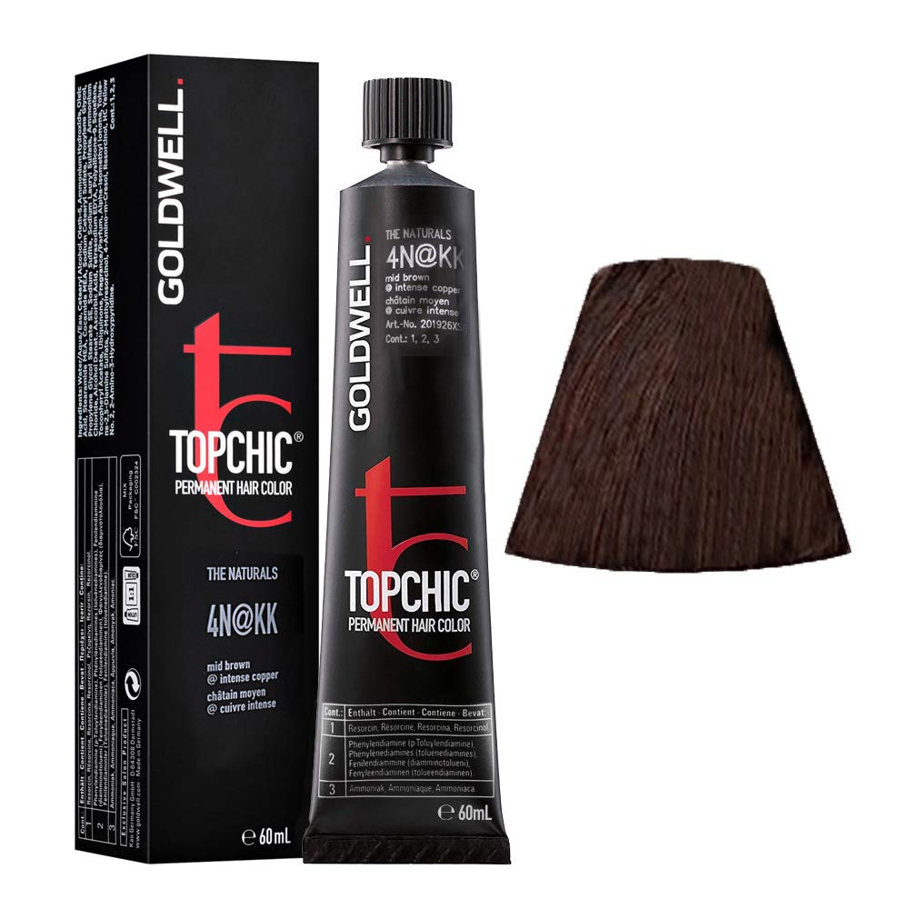 Goldwell Topchic Permanent Hair Colour, 4NaKk Mid Brown Elumenated Intense Copper, 60 ml