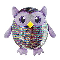 SHIMMEEZ, Large Size Leo Owl, Sequin Plush Stuffed Animal, 8" Inch Plush