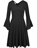 GRACE KARIN Women's Classic Retro V Neck Bell Sleeve Swing A-Line Dress