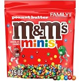 M&amp;M'S Minis Peanut Butter Chocolate Candy Bulk Bag, 15 Oz | Peanut butter M&amp;M'S, mini M&amp;M'S candy bulk bag, family size 15 Oz, resealable bag, treat to share