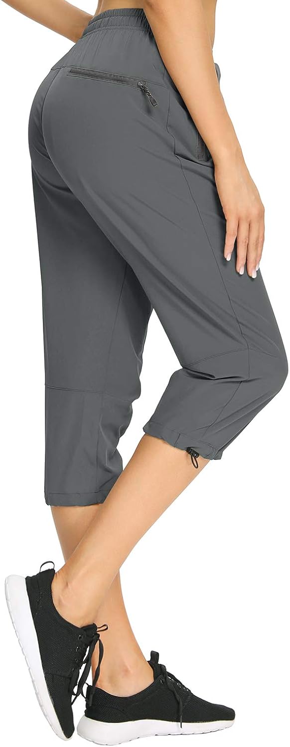 Xtansuo Women’s Hiking Pants Lightweight Capris Quick Dry Water Resistant Drawstring Fishing UPF 50 Joggers Zipper Pockets : Sports & Outdoors