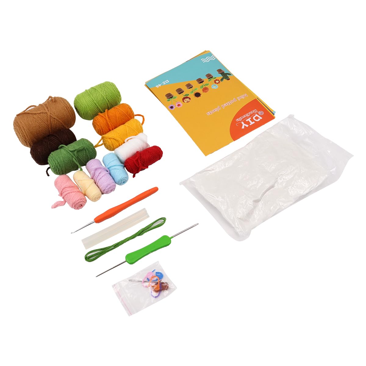 Ieron 1 Set Crochet Potted Flowers Cactus DIY Kit - Beginner's Crochet Starter Kit with Step-by-Step Video Tutorial