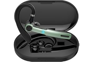 QECNATO Bluetooth Headset, Wireless Headset with ENC Mic, 60H Talking Time Single-Ear Bluetooth Earpiece V5.3 with 400mAh Charging Case, IP7 Waterproof Hand-Free Headphones for iOS Android Cell Phones Green