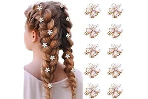 10 PCS Small Pearl Hair Claw Clips Mini Pearl Claw Clips with Flower Design, Sweet Artificial Bangs Clips Decorative Hair Acc
