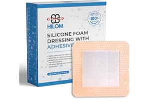 Hilom Silicone Foam Dressing with Adhesive Border 4 in x 4 in (10 Pack) Waterproof Dressing | Moist to Heavily Draining Wounds Including Pressure Ulcer, Burns, or Lacerations | Latex Free