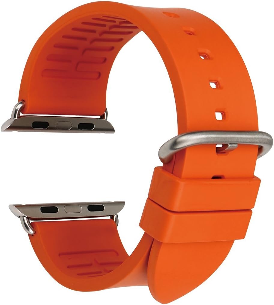 REZEROREZERO Compatible Apple Watch Band 49mm 45mm 44mm 42mm 41mm 40mm 38mm, Fluoro Rubber Watch Strap with Stainless Steel Buckle Replacement for iWatch SE Series 8 7 6 5 4 3 2 1