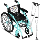 Miniature Wheelchair and Crutches Set for Dolls - 1:12 Scale Folding Mini Wheelchair for Dollhouse Clinic Decor &amp; Photography Props - Fits 6 to 12 Inch BJD Fashion Doll Accessories