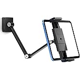UPERGO Tablet Wall Mount - Foldable &amp; Extendable Aluminium Arm, 360&deg; Rotating Adjustable Clip Holder for iPad/Phone (4.7-12.9"), Kitchen/Office Use