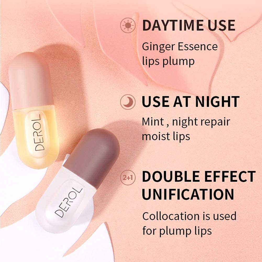 Lip Plumper Set, Natural Plumping Lip Care Essence, Plumping Lip Enhancer and Lip Care Serum, Fuller Hydrating & Reduce Fine Lines, Reduce Lip Line & Repair Lips, Day & Night: Beauty