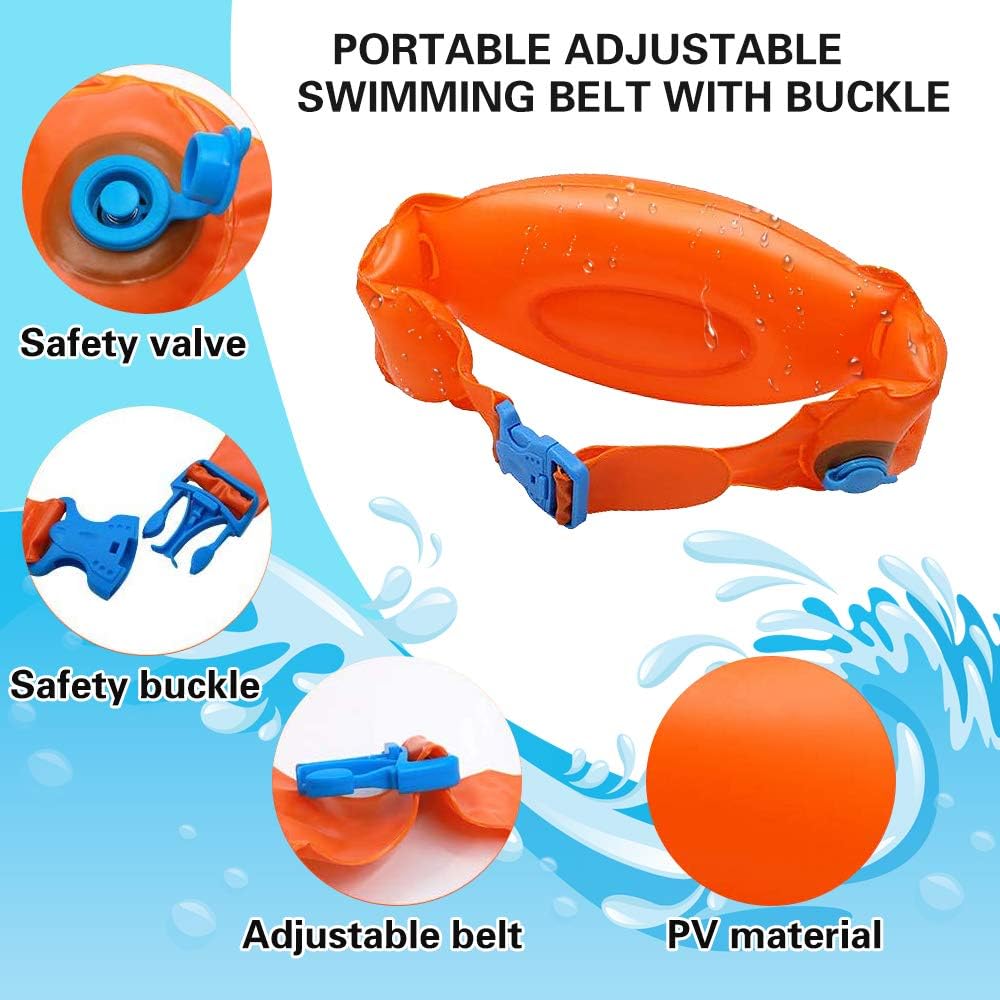 Swimming Belt for Kids Children, Portable Inflatable Swimming Training Aid, Swim Belt with Safety Buckle for Swimming Beginner--Small: Sports & Outdoors