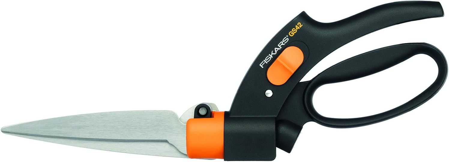 Fiskars Rasenkantenschere, Mit Servo-System, Handlich, Länge: 32 cm, Stahl-Klingen/Kunststoff-Griff, Schwarz/Orange, GS42, 1000589