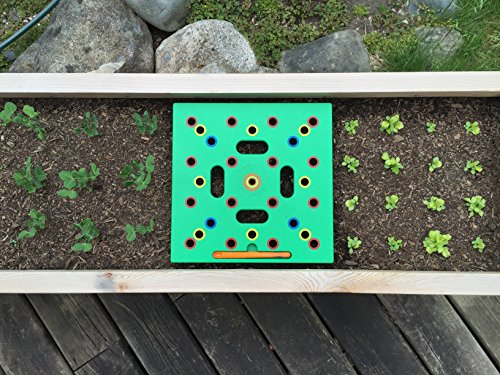 Seeding Square - Patented Seed and Seedling Spacer Tool for Bigger Harvests, Organized Plants & Fewer Weeds – Color-Coded Gardening Template with Dibber, Seed Spoon, Ruler & Planting Guide