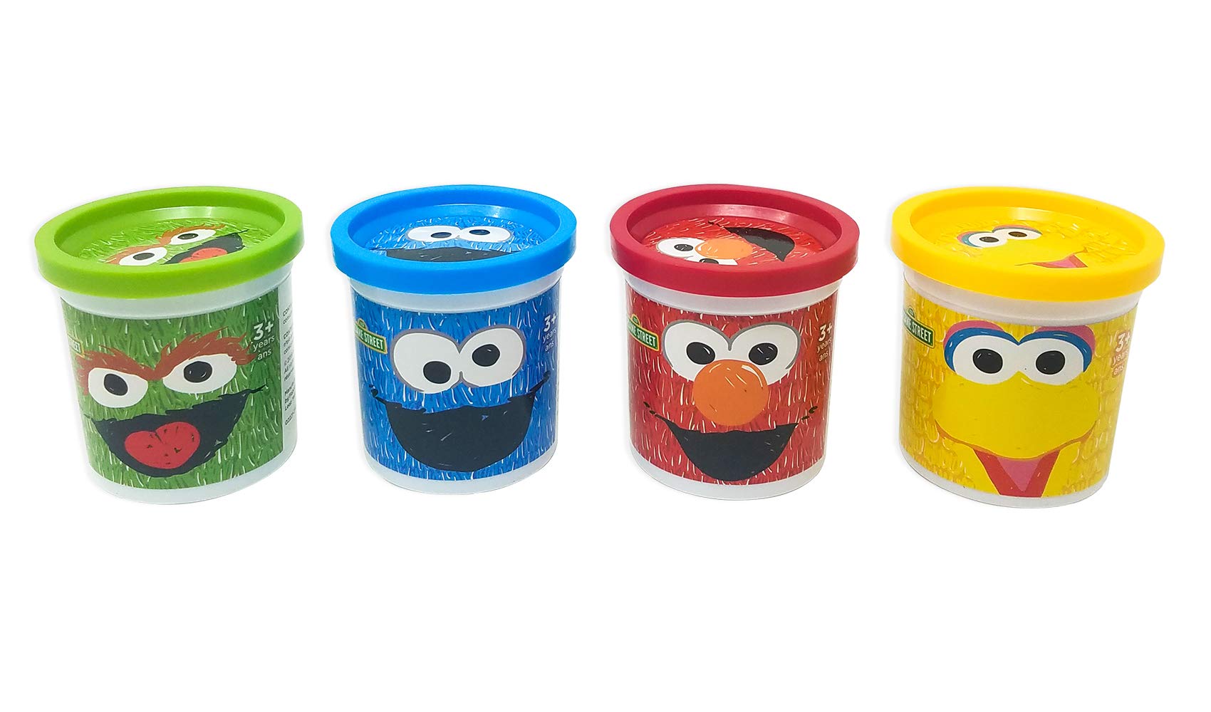 Sesame Street Modeling Play Dough | 4-Pack of 4oz Cans | Assorted Colors and Non Toxic | Elmo, Cookie Monster, Big Bird, Oscar the Grouch | For Young Children Ages 3 and Up