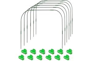 AIERDEN Greenhouse Hoops Grow Tunnel, Garden Hoops for Raised Beds, 6PCS 37*35IN Detachable Antirust Steel with Plastic Coated Support Hoops with 12 Clips Frame for Garden Fabric Covers Netting