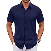 COOFANDY Men's Stretch Dress Shirts Short Sleeve Wrinkle Free Casual Button Down Shirts