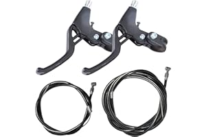Lomodo 4 Pieces Bicycle Brake Accessories Including 2 Pack V-Brake Handlebar Aluminium Alloy Brake Levers (2.2 cm in Diameter) and 2 Pack Brake Wire for Mountain/Road/MTB Bike (Black)