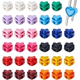 SUPERFINDINGS 44Pcs 11 Colors Heart Heart Knitting Needle Stoppers Plastic Cord Locks Colorful Knitting Needle Point Protector Adjustable Cord Stop Slider End Fastener for Drawstrings Crochet Supplies