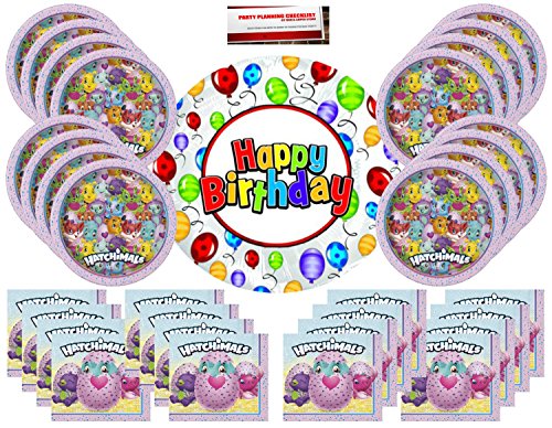 Hatchimals Party Supplies Bundle Pack for 16 (Bonus 18 Inch Balloon Plus Party Planning Checklist by Mikes Super Store)