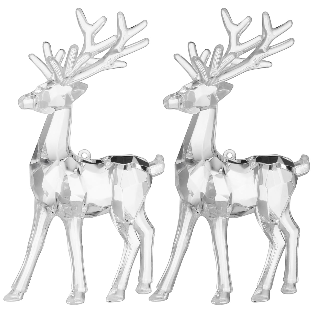 COHEALI Acrylic Christmas Elk Figurines Clear Reindeer Ornaments Desktop Decorations Xmas Party Favors Lightweight Diy Elk Statues 2Pcs