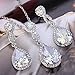 EVER FAITH Elegant Austrian Crystal Clear Zircon Jewelry Set for Bride Bridesmaid, Wedding Prom 8-Shape Necklace Earring Sets for Women Silver-Tone