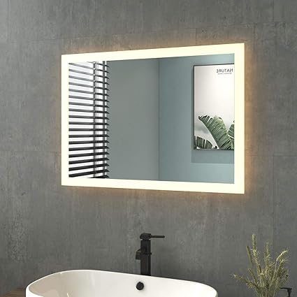 LED Badezimmerspiegel 50x70cm Badspiegel mit Beleuchtung Warmweissen