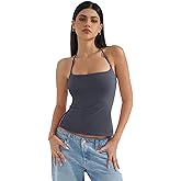 SUUKSESS Women Halter Double Lined Tank Top Backless Going Out Camisole Crop Top