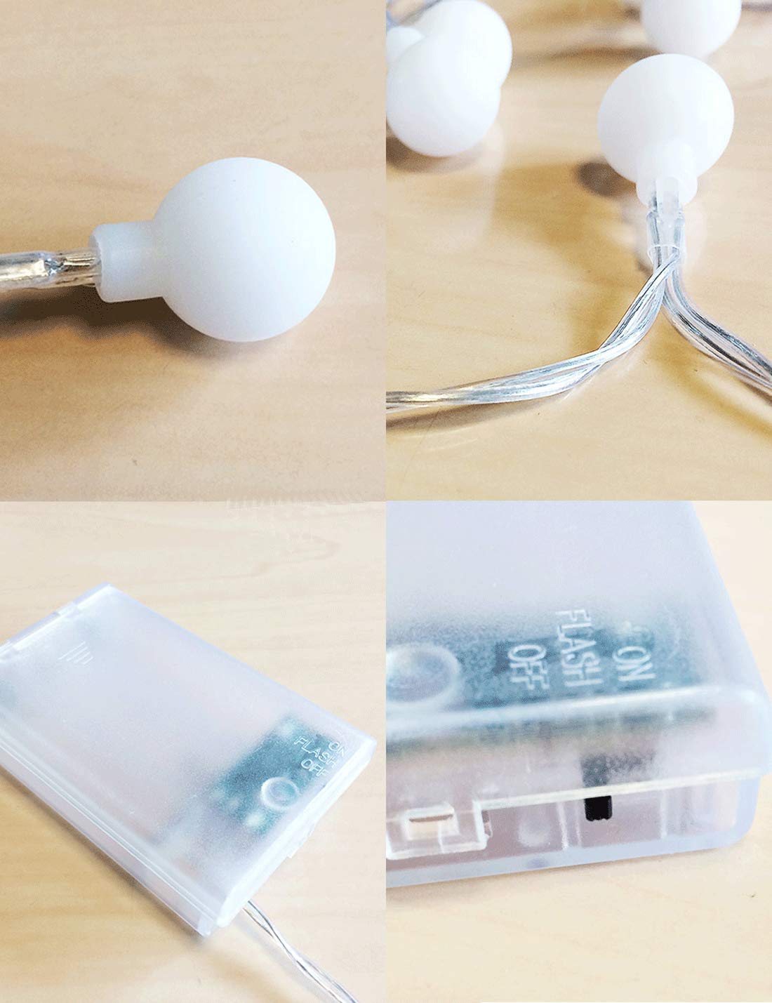 Johouse Globe String Lights, Battery Operated Waterproof Starry Light Fairy Lights Christmas Decor for Home Lawn Garden Wedding Party, Warm White, 16ft 50 LEDs