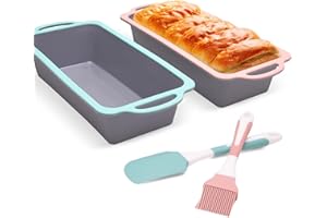 COOKSTYLE 4PCS Silicone Bread Loaf Pan, 10inch Silicone Loaf Pan, Silicone Bread Loaf Pan, Loaf Pans for Baking Bread, Homemade Cakes, Breads, Meatloaf