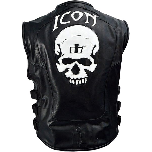 Men's Slim Fit Icon Skull Motorcycle Black Tactical Biker