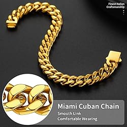 Gold Miami Cuban Link Chain Bracelet Mens Fashion