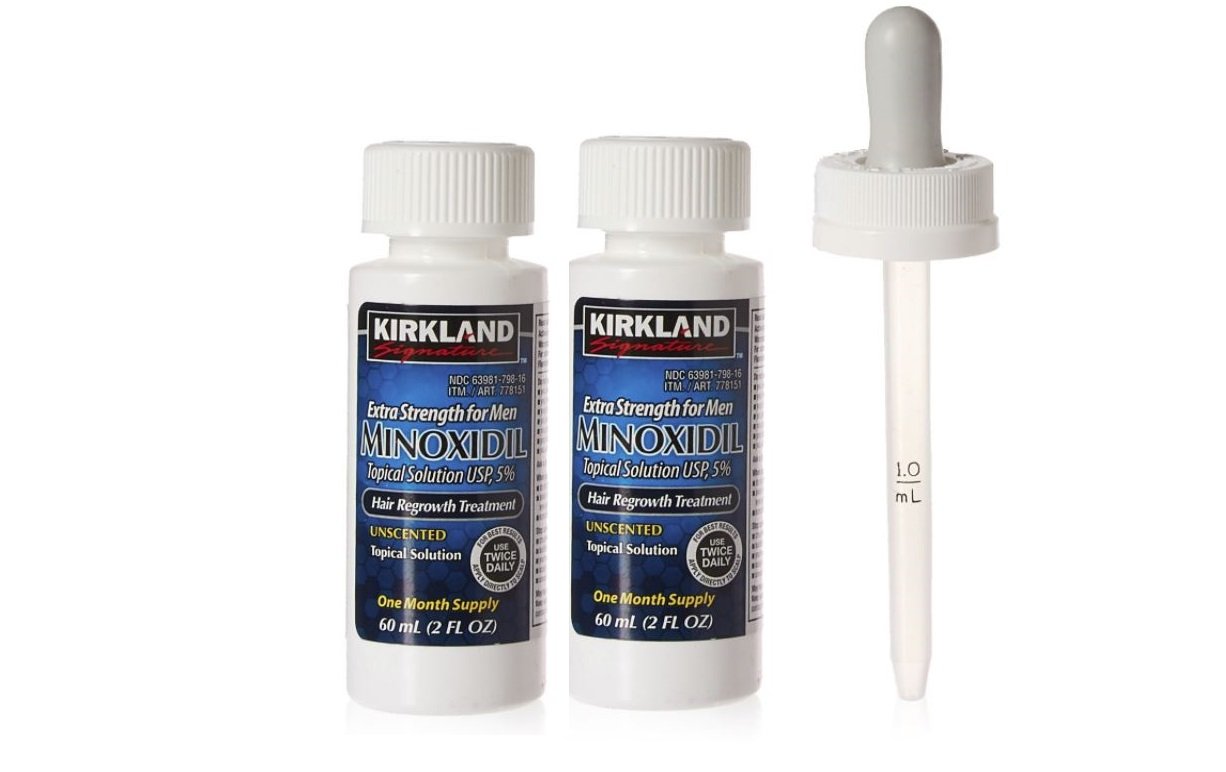 Kirkland Minoxidil 5% Topical Solution Extra Strength Hair Regrowth Treatment for Men Dropper Applicator Included (1 month to 24 month supplies available) (9 month supply) : Beauty