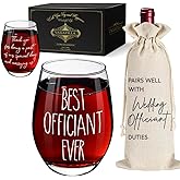 Funny Wine Glass Gifts for Wedding Officiant, Best Officiant Ever Gifts from Bride & Groom, Wedding Officiant Gifts, Officiant Gifts for Wedding Day, Thank You Gift for Wedding Officiant with Wine Bag