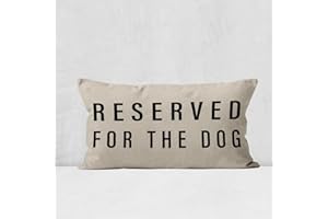 MANCHENG-ZI Reserved For The Dog Throw Pillow Case, Dog Lover Gifts, Dog Decor, Funny Dog Pillow Cover, Gifts Dog Mom, Gifts Dog Owner, Gifts Dog Lady, 20 x 12 Inch Cushion Cover for Sofa Couch Bed (cream)