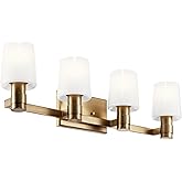 Kichler Adani 4-Light Vanity, Modern Light with Opal Glass in Champagne Bronze, Bathroom (8.25" x 30"), 55177CPZ