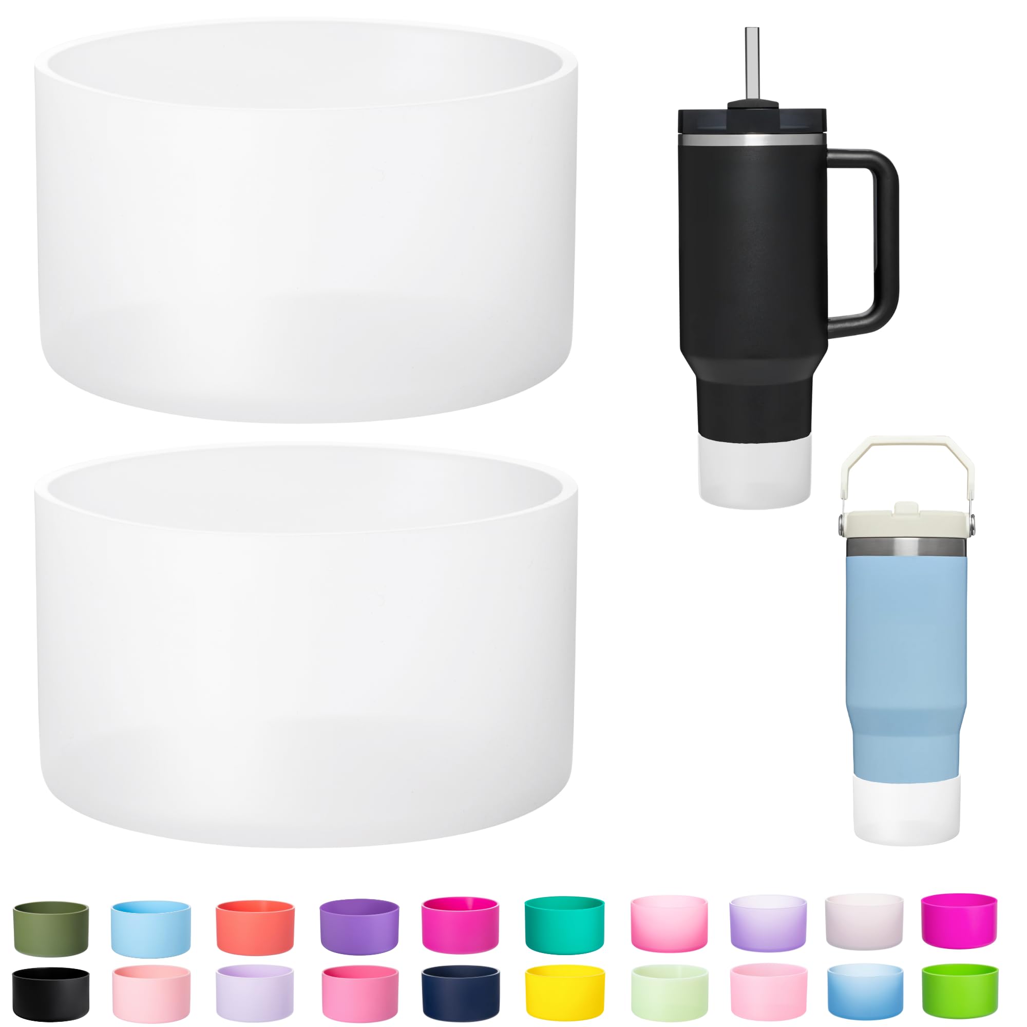 Photo 1 of LONPARRY 2-Pack Silicone Boot for Stanley 40 30 oz Quencher Adventure Tumbler, IceFlow 30 20 oz, Stanley Cup Protector Accessories Clear