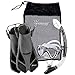 Seavenger Diving Dry Top Snorkel Set with Trek Fin, Single Lens Mask and Gear Bag, S/M - Size 4.5 to 8.5, Gray/Black