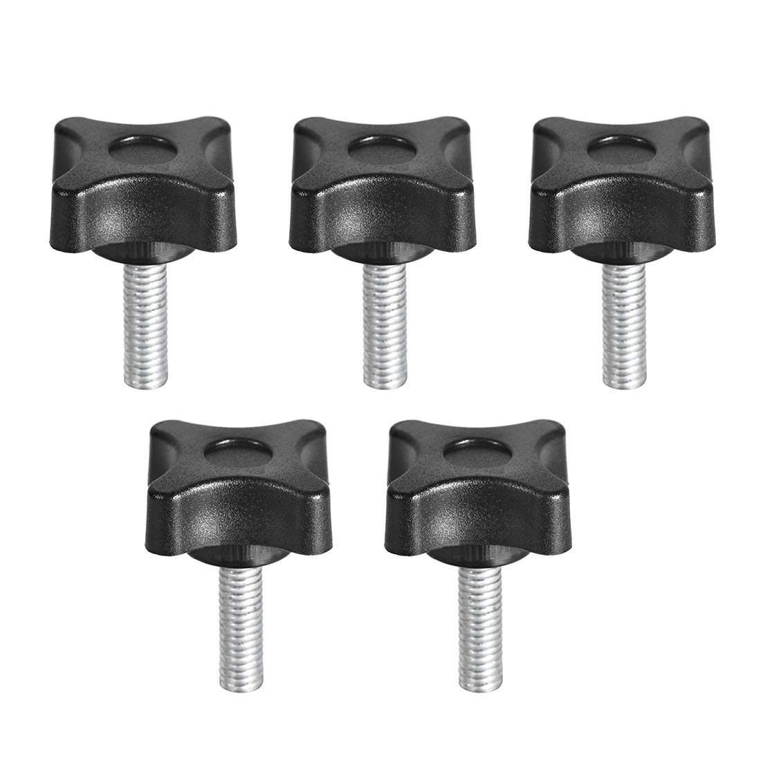 uxcell Clamping Handle Screw Knobs Handle M6 x 20mm Threaded Plastic Metal 5pcs