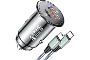 AINOPE 67.5W Car Charger USB C Fast Charge for iPhone 17 Pro, PD 45W USB C Car Charger Fast Charging【Mini & Metal】 Cigarette Lighter Adapter for iPhone 17 Pro Max 16 15 Air Samsung S25