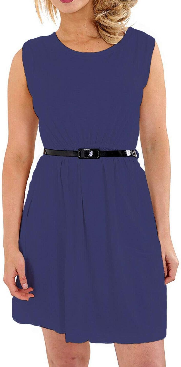 Papaval Girls Skater Kids Sleeveless Party Fit Flare Belted Summer Dress Ages 3-14 Years