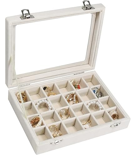 Vicoter Velvet Necklace Display Tray With 20 Hooks - Jewelry Organizer With Glass Lid, Multiple Colors - View #7