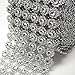REEBONZ Silver Flower Diamond Mesh Wrap Roll Rhinestone Crystal Ribbon 4.5