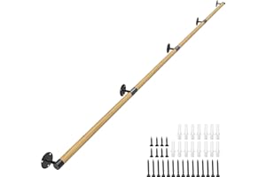 KWDOBUUS 13FT Round Wooden Handrail for Indoor Staircase Handrail,Wall Mount Support Stair Railings, Non-Slip Safety Corridor,Lofts,Patio,Guardrail Wood Hand Railings for Elderly,Children,Disable People