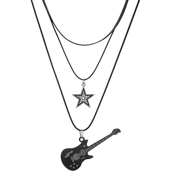 Punk Music Guitar Keychain | Star & Bass Guitar Keyring | 2-Pack Key Holder For Music Lovers