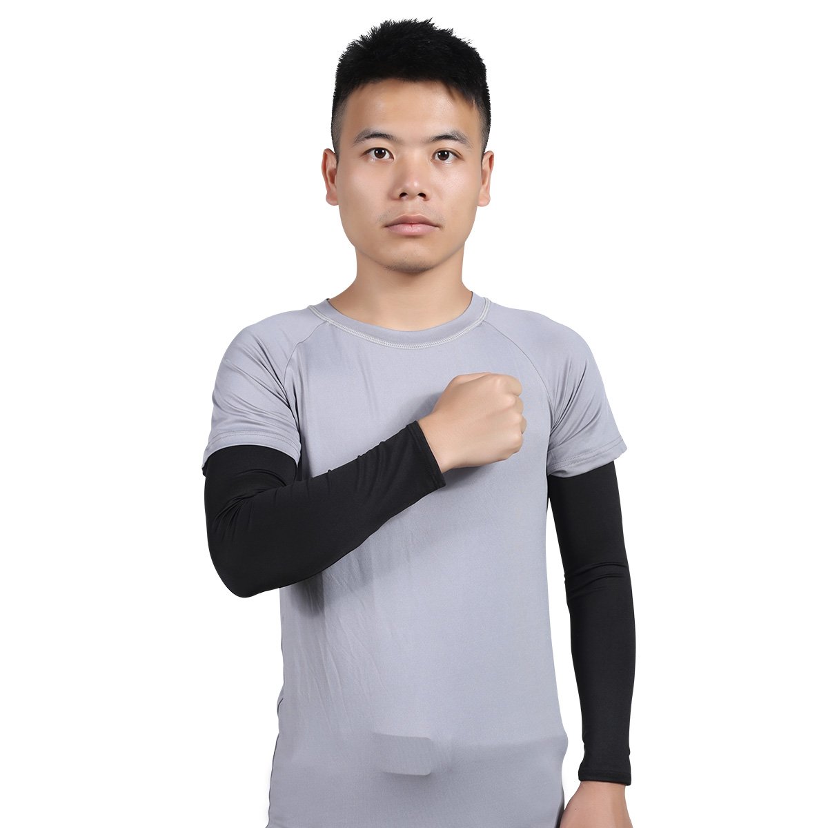 Hi-crazystore UV Sun Protective Sleeves Breathable and Elastic for Arm Pads Cooling Compression Elbow Supporter for Cycling Basketball Black Arm Sleeve for Men and Women