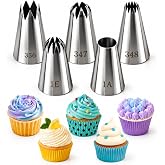 Suuker Large Piping Tips Set, Stainless Steel | 5 Pieces, 1A 1E 348 347 356