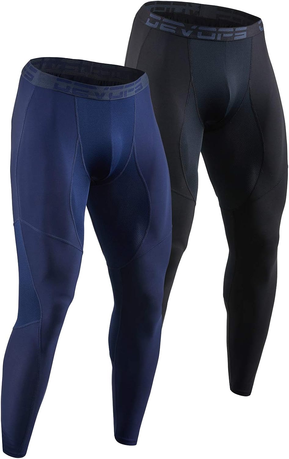 DEVOPS Men's 2 Packs Compression Mesh Cool Dry Tights Baselayer Running
