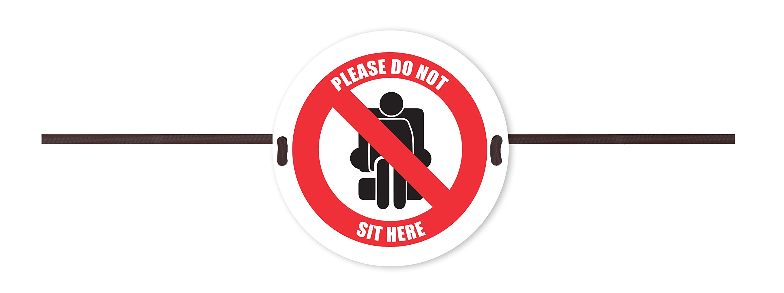 Beaverswood Corded Disk Seat Markers - Social Distance Seat Sign - Social Distancing in Seated Areas (Please Do Not Sit Here - Text & Symbol)