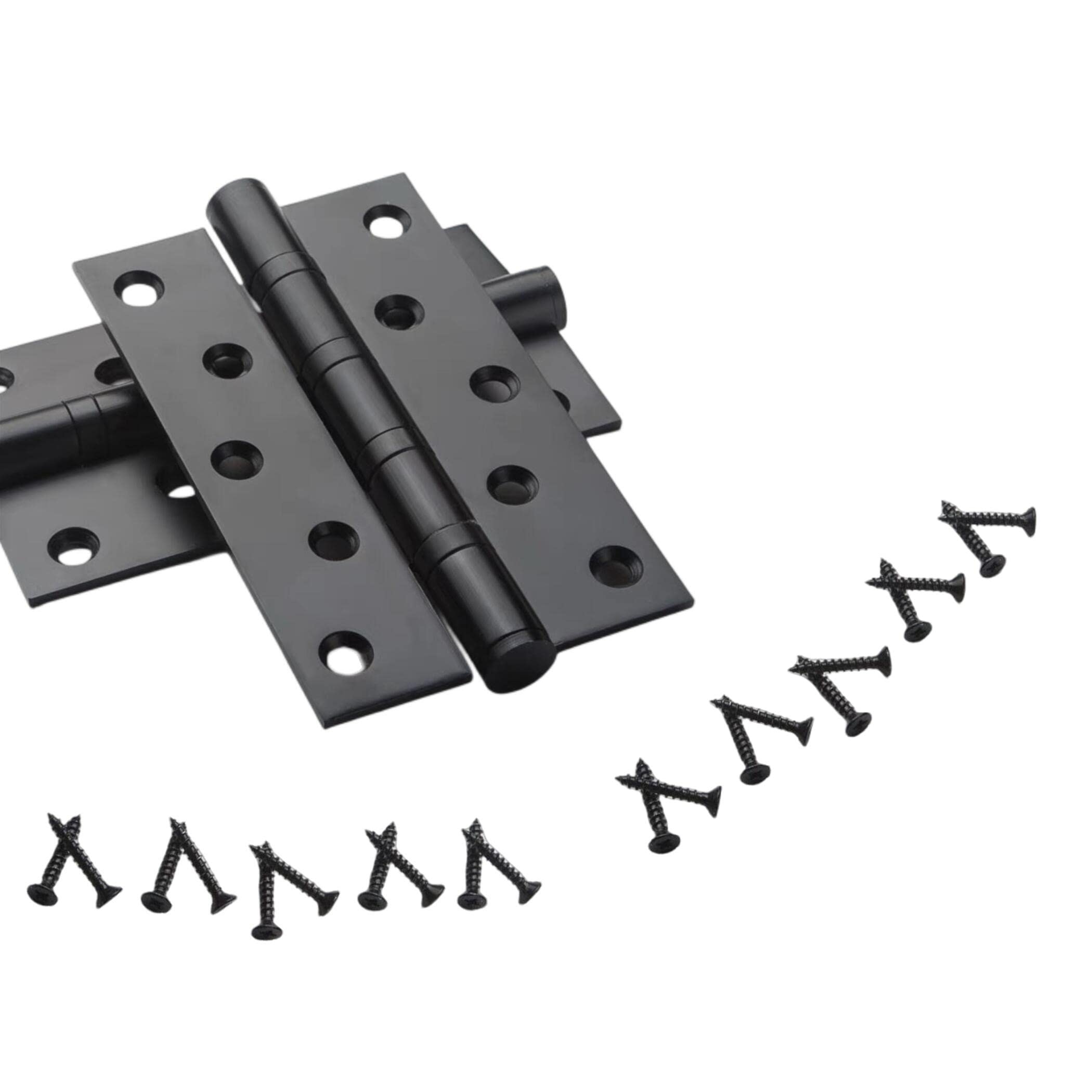 Photo 1 of 5" Door Hinges,Stainless Steel 5 x 3 inch Heavy Duty Ball Bearing for Exterior and Interior Doors Swing, Non Removable Pin with Square Corner for Gate Security-(2, Black) Pack