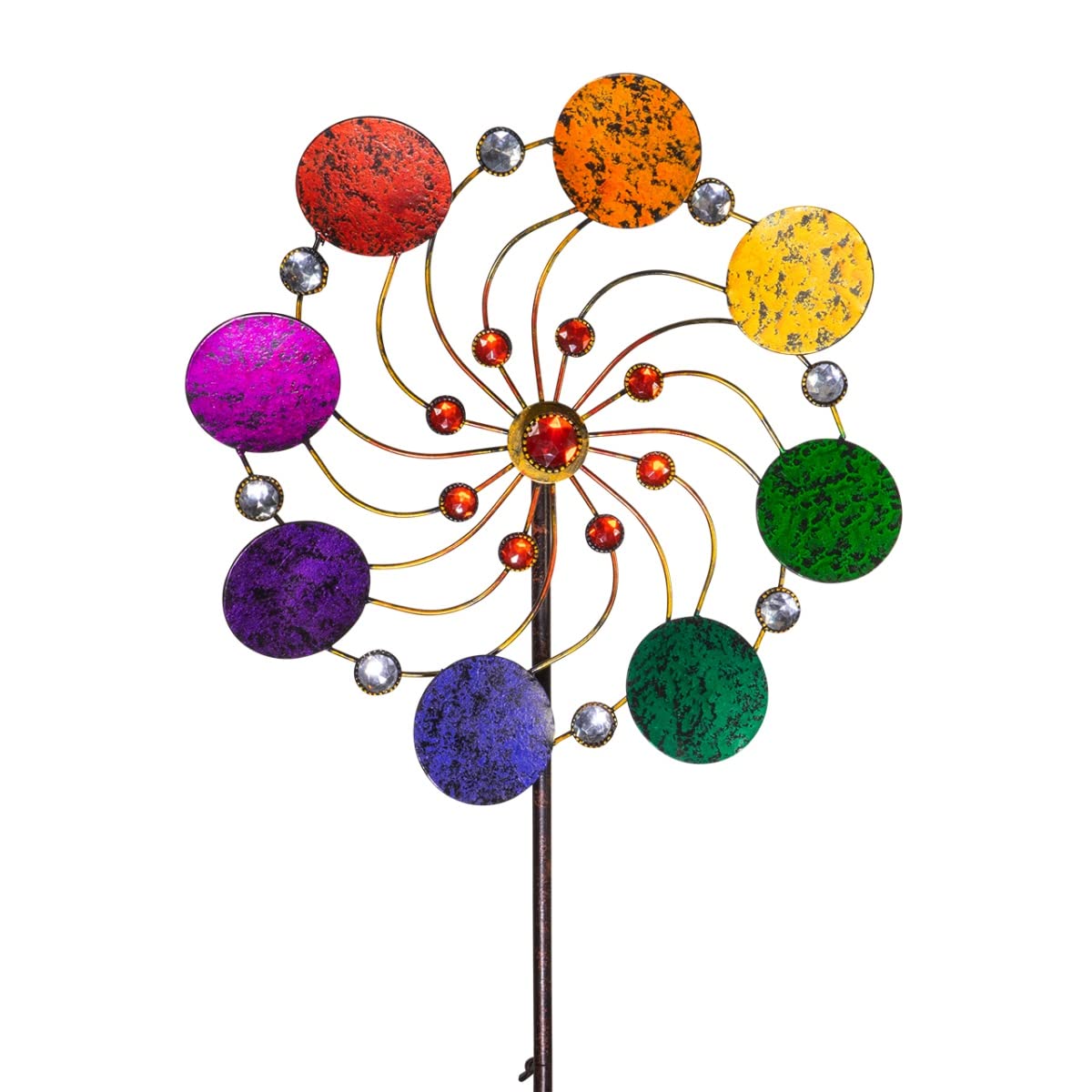 CIM Metal Windmill - Exotic Flower Samoa - Ø34cm, total height: 122cm - incl. 3-piece pole - easily rotating (Exotic Flower Rainbow)